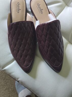 Charlies Quilted Slip-On Mule in Dark Brown